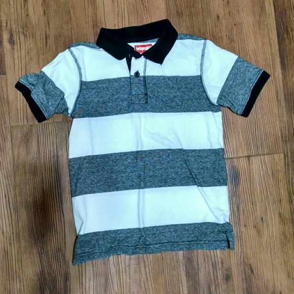 Wrangler Black & White Striped Polo Shirt - Picture 1 of 3